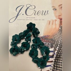J. Crew Teal Green  Floral Earrings